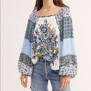 FREE PEOPLE POSITANO PRINTED BLOUSE